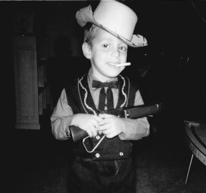 cozzoli-@-4 Top: A Mexican lobby card for "El Ataque de los Sombies." Above: Cozzoli in 1960, at age 4, displaying an early proclivity for Halloween costumes.