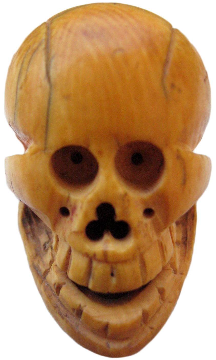 skull The seller of this skull-shaped bone netsuke says, "My mother is VERY sensitive to the spirit world and refused to have it in the house."