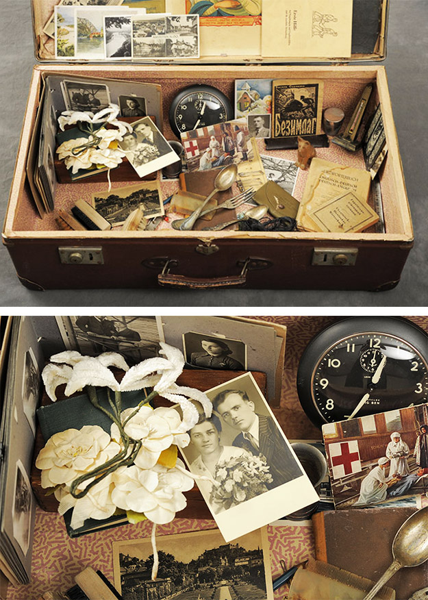 dmytre-1 Dmytre's suitcase contained his wedding photo and the silk flowers carried by his wife.