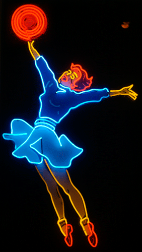 neon_colony When Colony Music closed, the neon jumping girl was removed. Photo by Hively.
