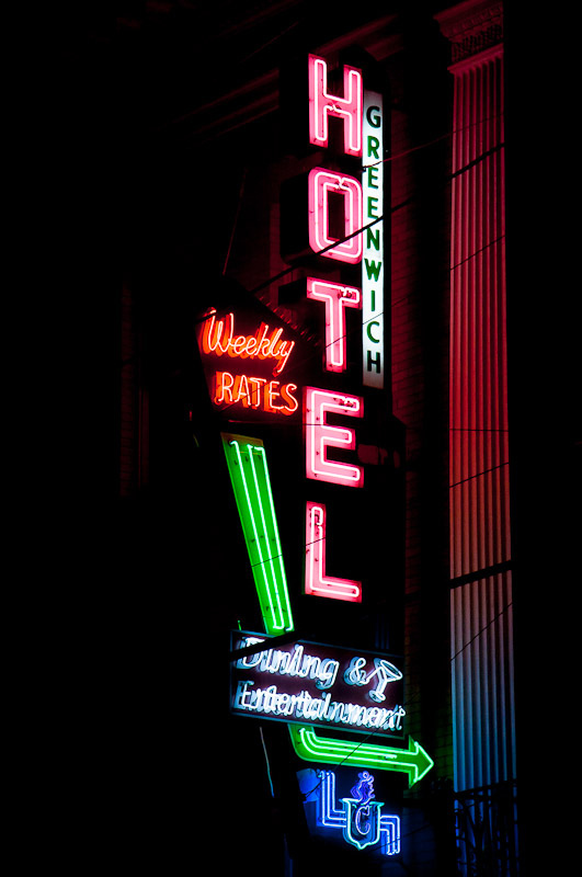 neon_hotel Hively still shoots neon she sees while traveling, like this this lovely hotel sign she discovered in East Greenwich, Rhode Island. Photo by Hively.