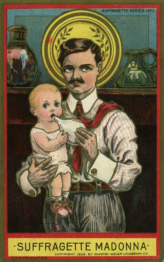 suffrage24 The "Suffragette Madonna" was a popular theme in anti-suffrage postcards. Palczewski, Catherine H. Postcard Archive. University of Northern Iowa. Cedar Falls, IA.