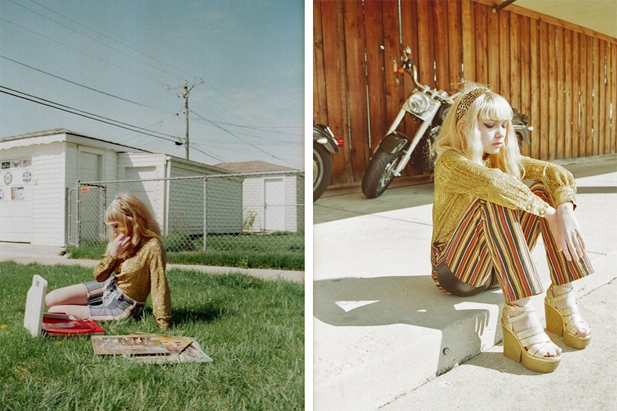 tavi-neighborhood Seventies-inspired looks from Tavi and Petra's neighborhood photoshoot. Photos by Petra Collins.