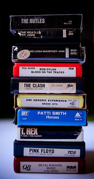 Bucks Burnett Collection, photo © Allison V. Smith A selection of eight-tracks from Bucks Burnett's collection. Photo by Allison V. Smith.