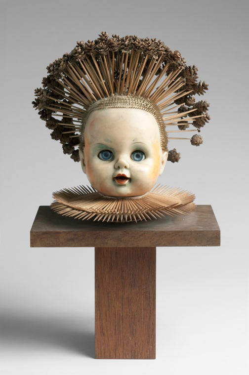 harper_doll Harper took the head from one of his daughter's discarded dolls and added toothpicks and pine cones. Photo by D. James Dee, from "Irving Harper Works in Paper."