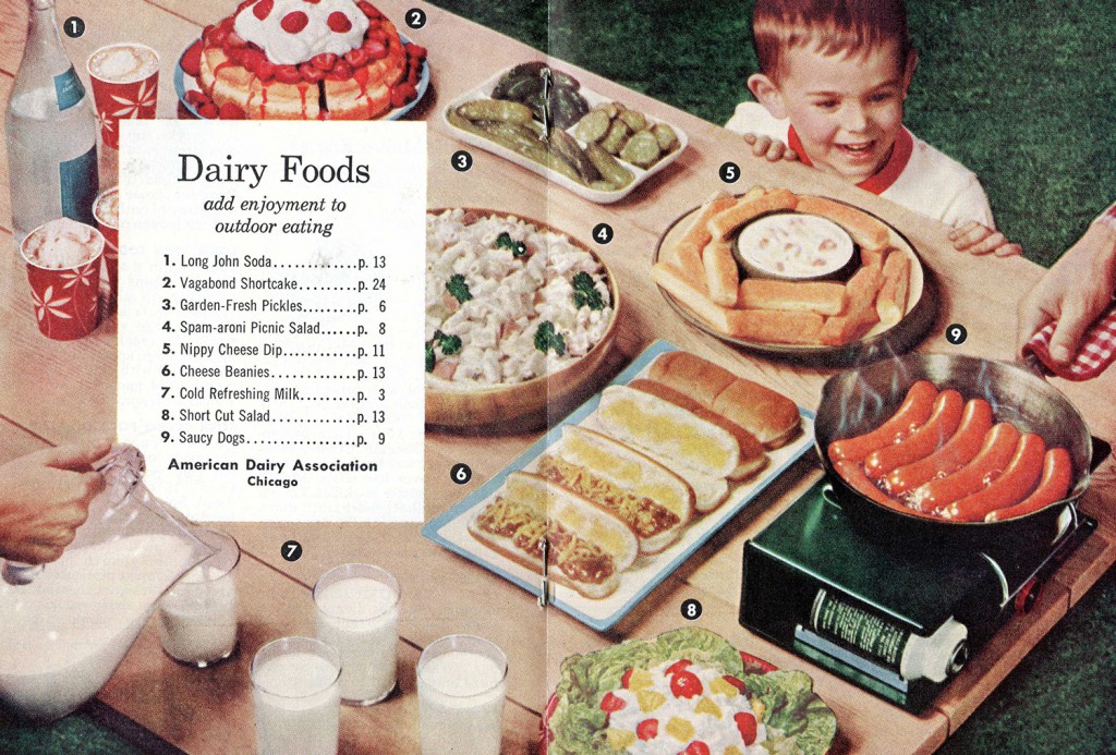 Let's-Eat-Outdoors001 The table of contents page in a promotional cookbook produced by the American Dairy Association.