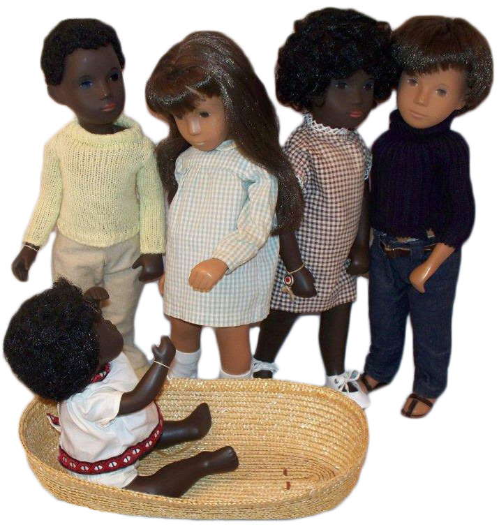 Sasha_Dolls_Tan_and_Dark In the 1970s and '80s, Sasha Dolls, created by Swiss artist Sasha Morgenthaler, included black dolls in the line. Photo by Debbie Behan Garrett.