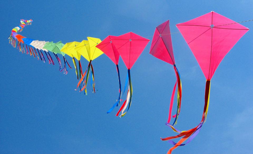 Kites_Web A rainbow-colored kite train. Photo by Rona Proudfoot/Flickr, via TheGauntlet.ca.