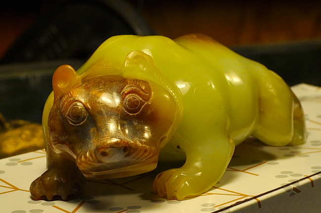 Paws Most of the jade in Boyd's safes are for sword furniture (guards and decorative pieces on the scabbard), but this little fella, who Boyd calls Paws, was too cute to pass up.