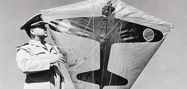 garberkite During World War II, Navy Commander Paul Garber developed a target kite (bearing the silhouette of a Japanese aircraft) for U.S. Navy gunnery practice. Via the Smithsonian's Air & Space Museum.