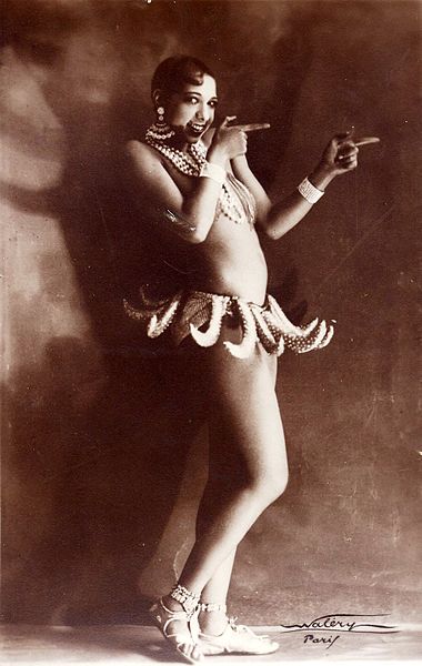 Baker_Banana Josephine Baker, in her famous banana skirt from the Folies Bergère, was an American who made a name for herself in Paris as an exotic dancer. She became an icon of flapper sexual liberation. Photo by Lucien Waléry, via Wikimedia Commons.