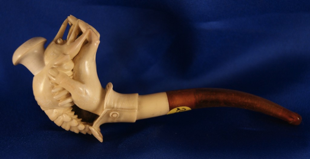 LobsterHandCrop Sometimes the juxtapositions in meerschaum carvings are quite surreal, as in this hand clutching what appears to be a lobster.