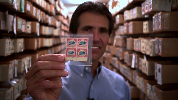 cu sundman with jenny Mark Cwiakala snapped this photo of Donald Sundman, head of Mystic Stamp Company, holding his prized possession, an Inverted Jenny plate. (Courtesy of Mark Cwiakala)