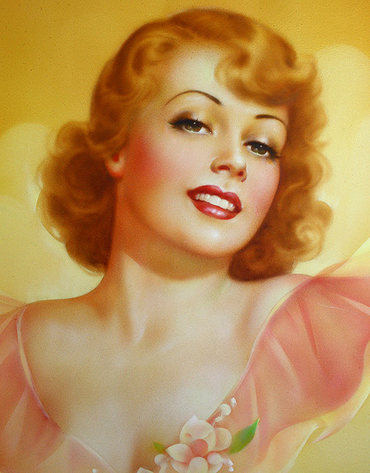 pearl6 A pretty-girl gouache by Pearl Frush at the height of her artistry. Via GrapefruitMoonGallery.com.