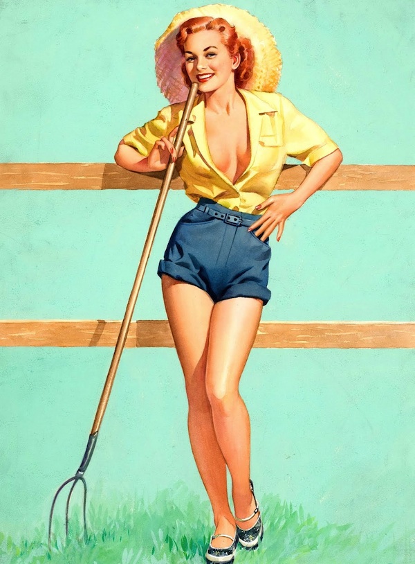 pearlart4 A trend in pin-ups in the '50s was cowgirls, as seen in this Frush painting.