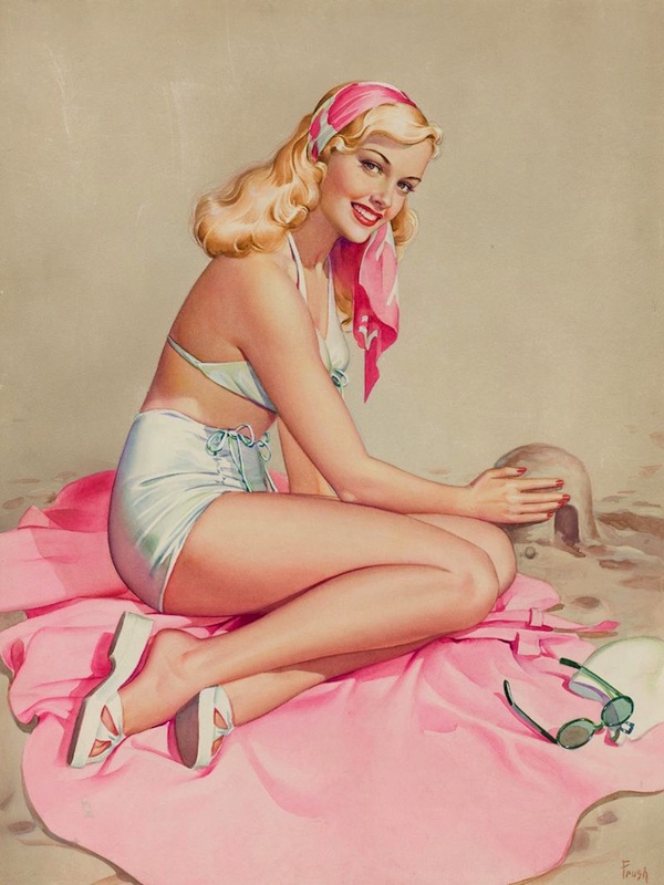 pearlart5 Many pin-up lovers consider Pearl Frush to be talented on the level of renowned "Esquire" pin-up artist Alberto Vargas.