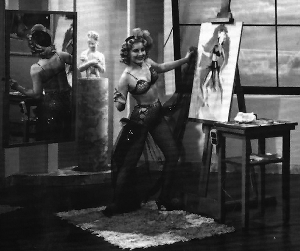 zoe8 Top: Pin-ups by (from left) Pearl Frush, Zoë Mozert, and Joyce Ballantyne. Above: Regarding the Paramount Pictures "Unusual Occupations" short, "Zoe," the artist told Marianne Ohl Phillips, "I made that fancy little costume myself. But you know, I could never paint a picture like they had me set up. Not in a million years!" Via "Tease!" Magazine #3.