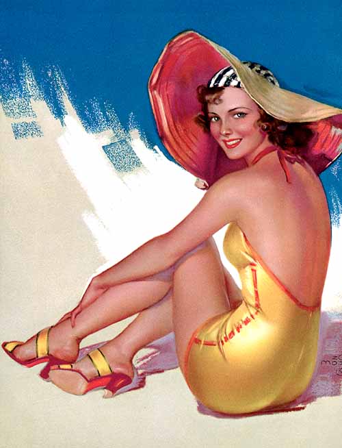 zoeart4 A Mozert cover for "True Confessions." She is said to have been influenced by the styles of male contemporaries Earl Moran, Gil Elvgren, George Petty, and Rolf Armstrong.