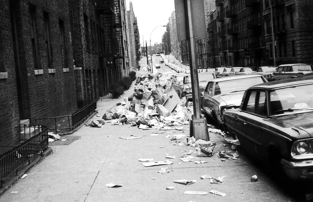 Anderson_Ave_garbage_strike_1968 New York City sidewalks filled with trash during the 1968 strike, one of the few moments in the last fifty years that garbage was front and center.