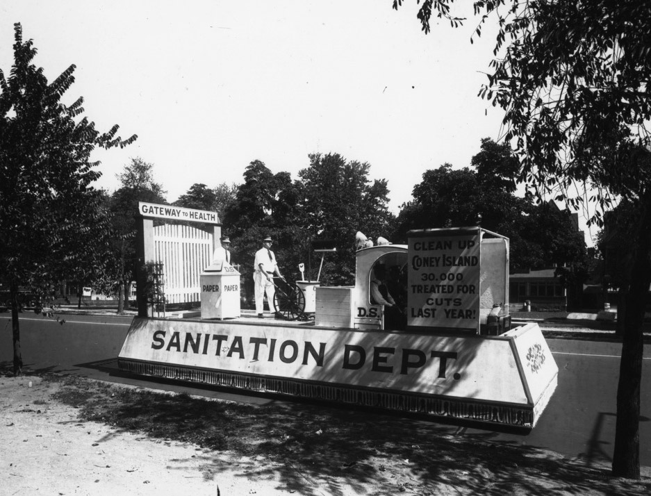 Parade-Float In the early 20th century, New Yorkers took pride in sanitation, as evidenced by the department's participation in many public parades and ceremonies like this float from the 1940s.