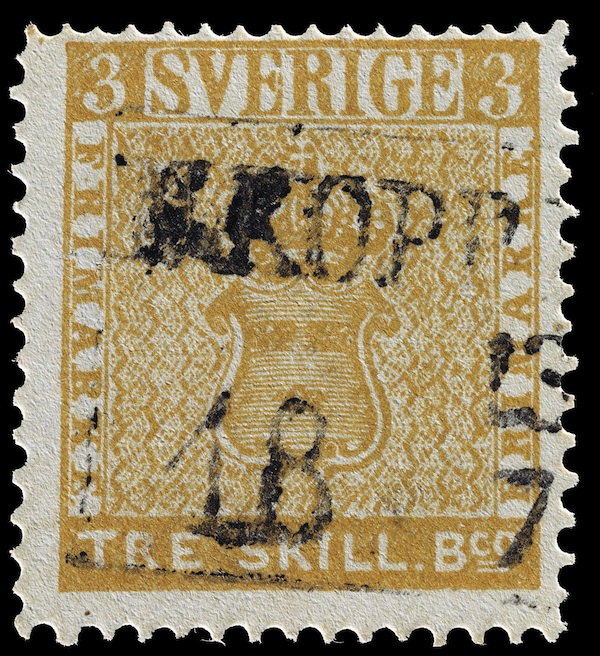 freaks_treskilling The Treskilling Yellow—a one-of-a-kind 1857 Swedish stamp that was printed in the wrong color—has been the source of scandals for 150-plus years. Worth millions, its current location is unknown. (Via GlenStephens.com)