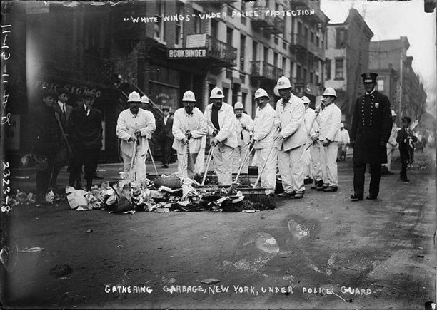 img06 When Waring's "White Wings" first began cleaning up New York streets in the 1890s, they needed police protection from disgruntled residents.