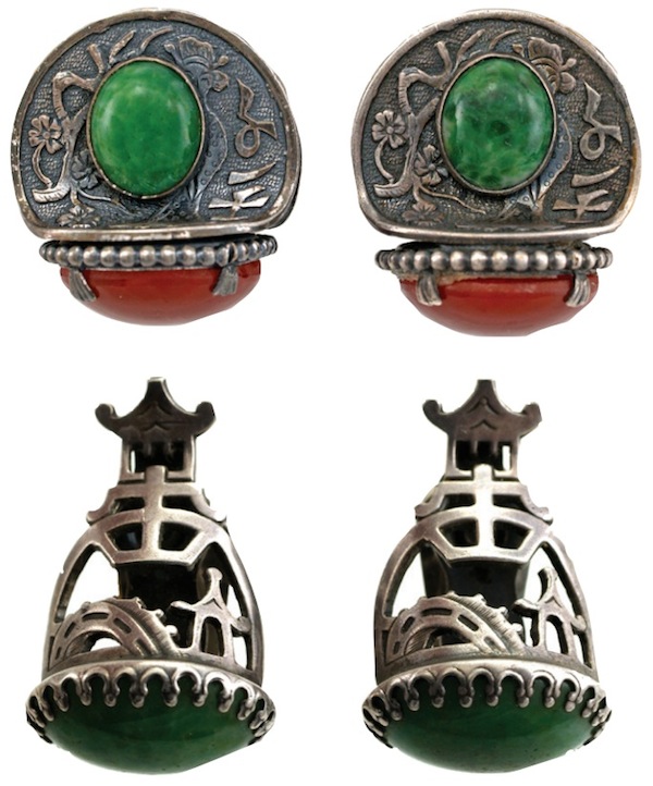 50s_napier110 These two pairs of clipback earrings were designed with Asian-inspired themes. (From "The Napier Co.")