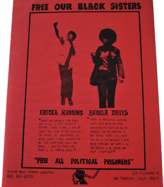 BlackSistersSm Angela was often paired on posters with Ericka Huggins, who was the leader of the Black Panther Party in Los Angeles in 1969, when she was arrested with party co-founder Bobby Seale.