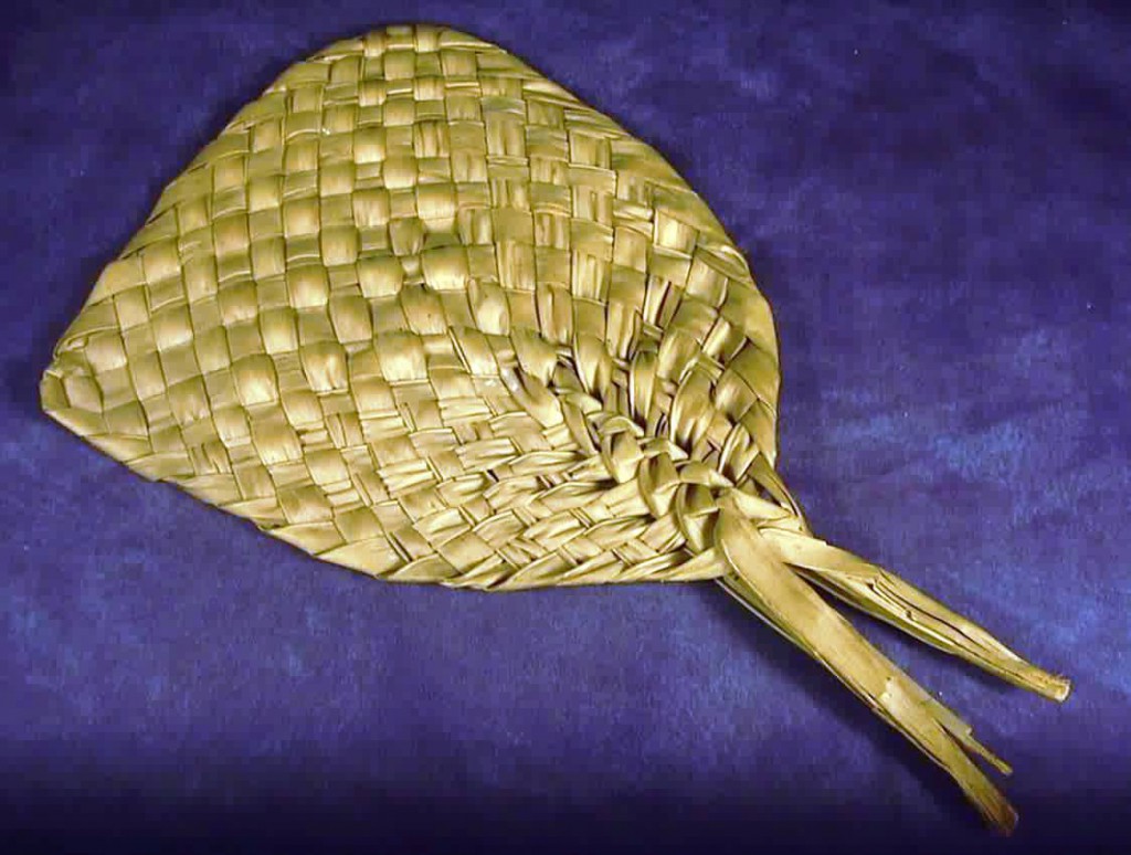 fan A hand fan made of woven palm leaves, another piece the Robertsons brought home from Vanuatu. (Courtesy of Barbara Lawson, Redpath Museum)