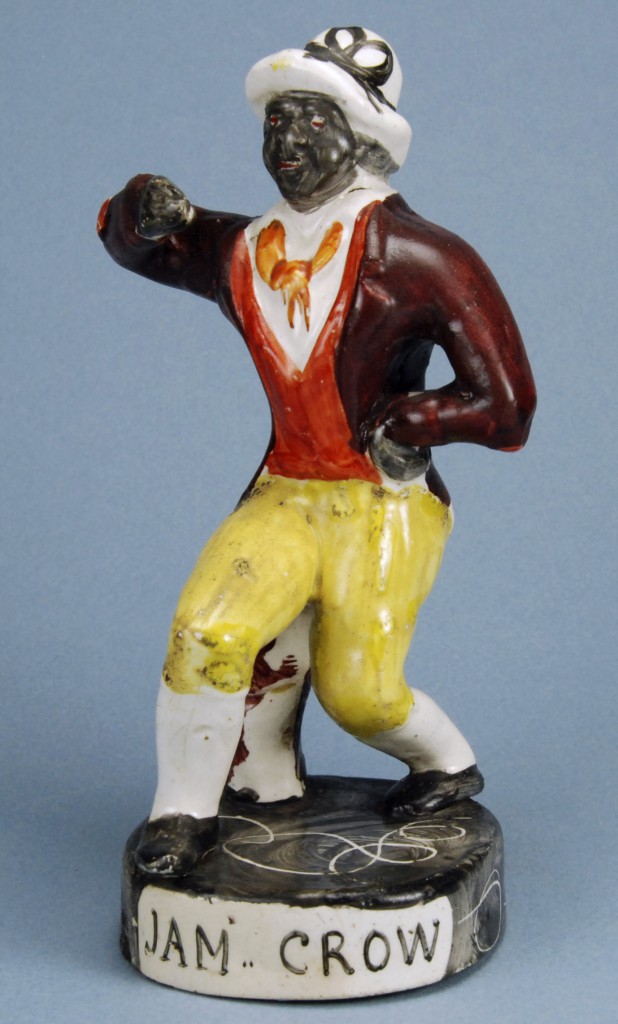 045-003 copy Figurines of T.D. Rice in blackface playing his Jim Crow character were popular at the same time as Rice's stage shows.
