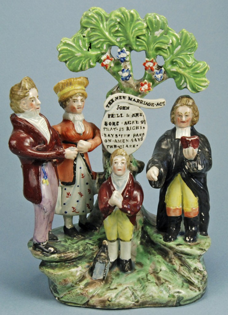 139-018 copy A figure from 1823 celebrating the passage of England's New Marriage Act, which prevented annulment for minor reasons. Photos © Myrna Schkolne 2013