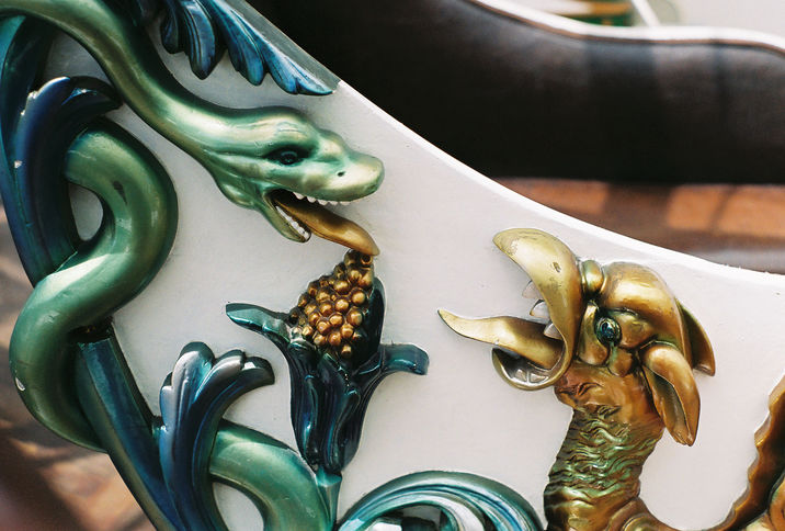 Zeum22_Looff1906 A example of Coney Island-style carving on a chariot on the 1906 Looff carousel at Children's Creativity Museum in San Francisco. (© Aaron Shepard, via carousels.org)
