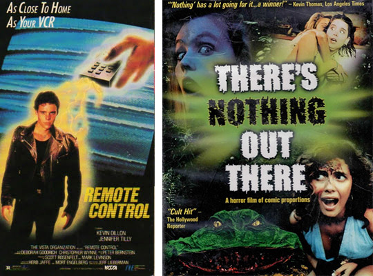 double-covers Left, the cover art for "Remote Control" from 1988. Right, 1991's "There's Nothing Out There," was a precursor to "Scream," with characters pointing out horror film tropes as they were happening to them.