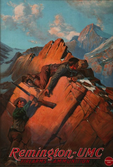remingtonad This idealized illustration, "A Chancey Shot," by Harry C. Edwards, graced the cover of a 1914 calendar for Remington-UMC Firearms-Ammunition. (From the George Gamble Collection, Autry National Center)