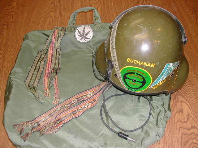 Buchanan Doug Buchanan, who had a viper skin on his helmet, said, "While on the 707 flying across the pond, an Army Military Intelligence Captain sitting next to me asked me what unit the patch represented. I said it was a marijuana leaf. He sunk down in his seat and looked around. He was noticeably nervous the remainder of the long flight." (Courtesy of Buchanan, via VHPAMuseum.org)