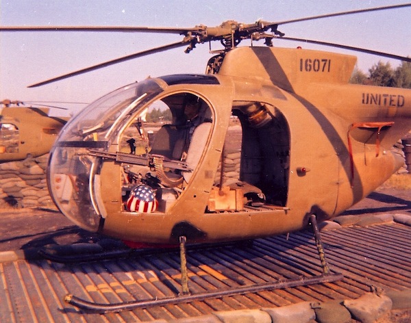 Tan My loach 071 M60 helmet Wayne Moose, a scout gunner for F Troop 4th Cav Air, says "I wrote home to my parents for paints and brushes so I could paint my helmet." (Courtesy of Moose, via VHPAMuseum)