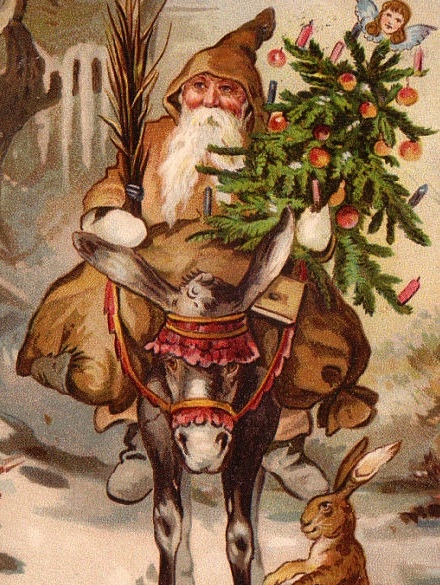 belsnickel Belsnickel, one of St. Nicholas's helpers in the Germanic tradition, checked on children's behavior before Christmas. Here he carries switches in one hand and a feather tree in the other.