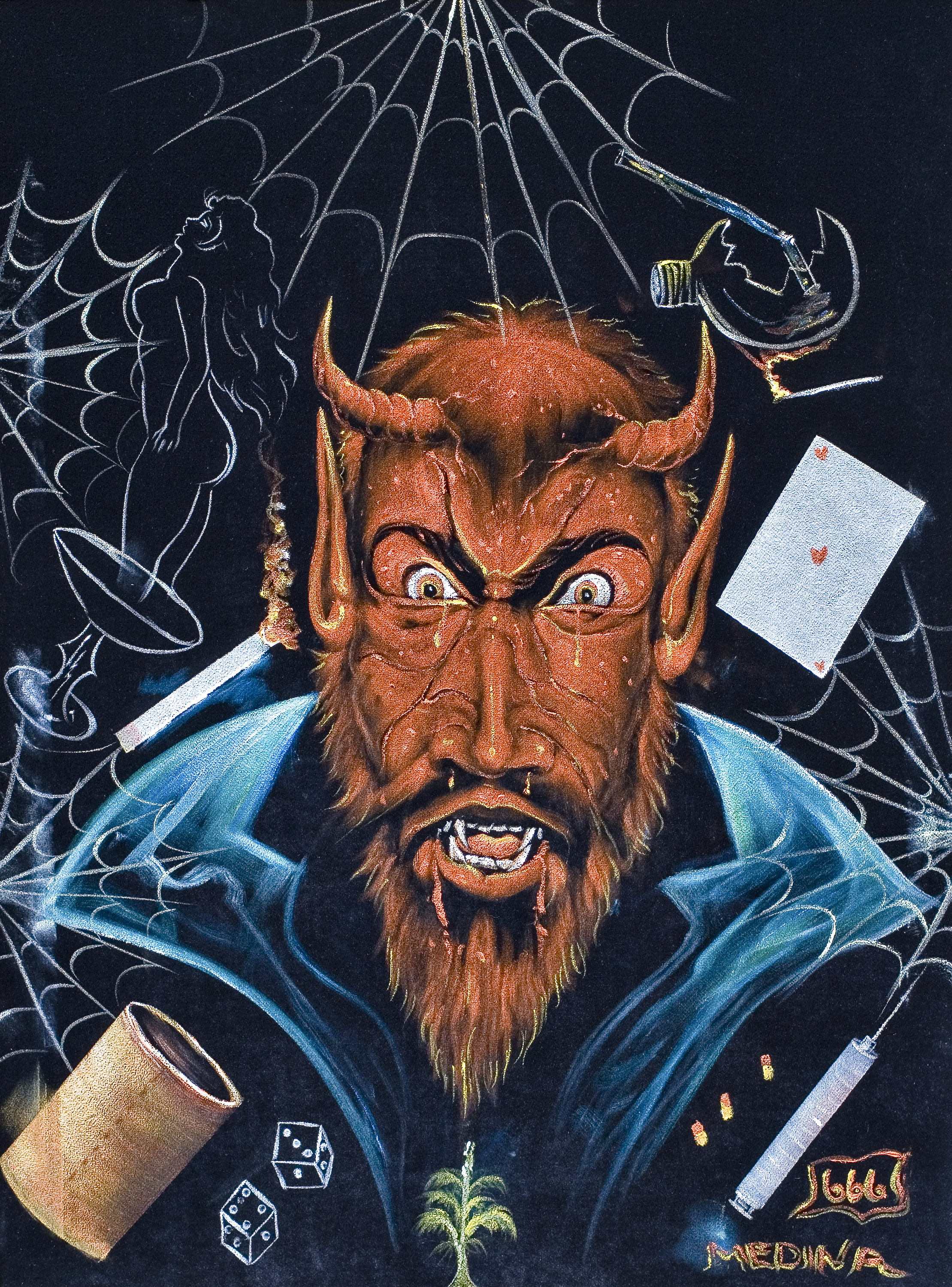 dopedevil This devil surround by vices is a part of the black velvet subgenre known as "dope art." (Photo by Scott Squire from "Black Velvet Art")