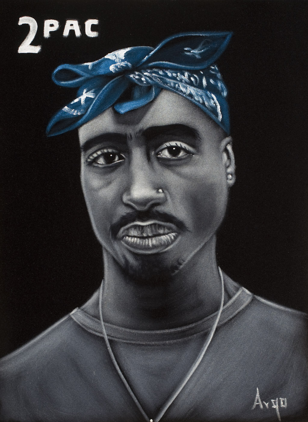 tupac Tupac Shakur is also a frequent subject of modern-day Mexican velvet paintings, like this work by Argo. (Photo by Scott Squire from "Black Velvet Art")