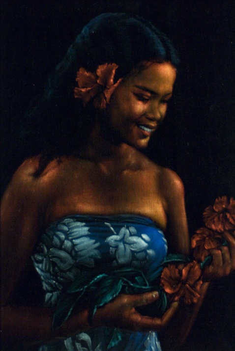leeteg_lei One of the many beautiful Tahitian women Leeteg painted. (Courtesy of Brigham Young University Art Department Collection)