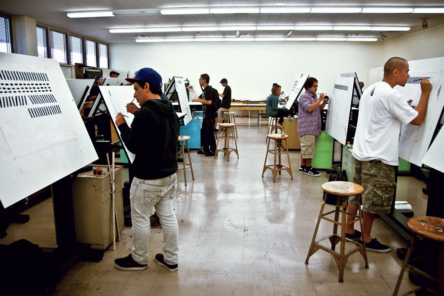 LATTC A classroom at LATTC, one of the last remaining schools that offers a program in sign graphics. Courtesy Faythe Levine and Sam Macon.