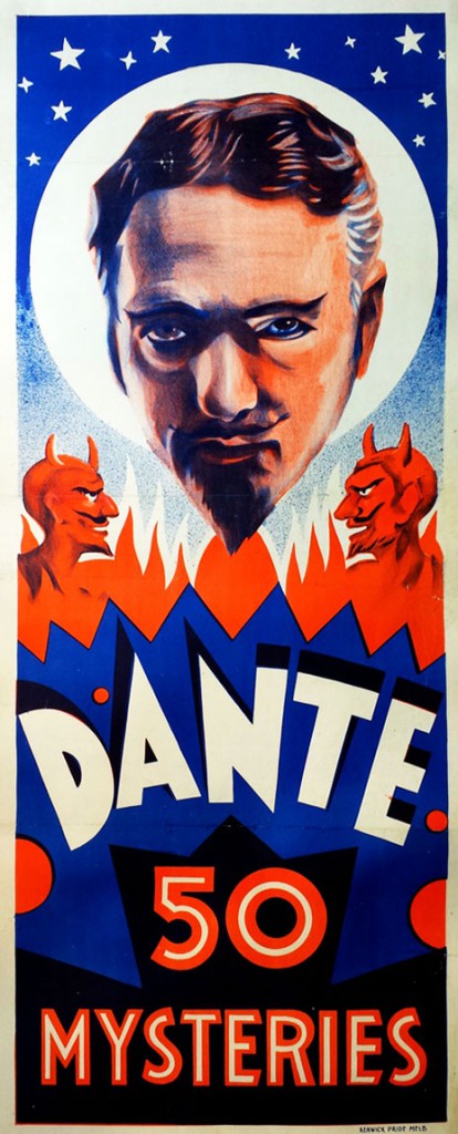 Despite his haunting posters, like this ad from 1935, Dante welcomed children at his performances. Courtesy Zack Coutroulis.