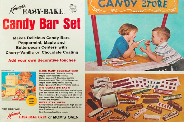 easybake_candybar This early Easy-Bake set, which let kids make their own candy bars, showed a girl and boy playing together on the package. (Courtesy of Todd Coopee)
