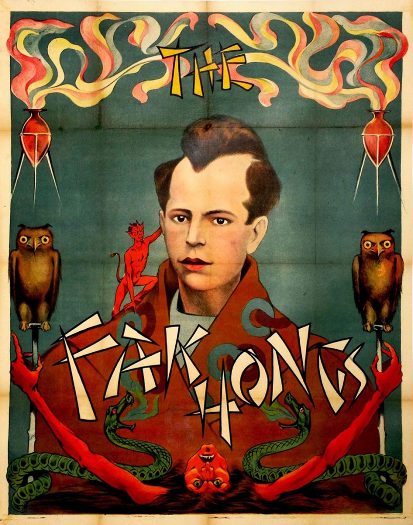 A circa-1930 stone lithograph for a magician troupe called "The Fak Hongs." Courtesy Zack Coutroulis.