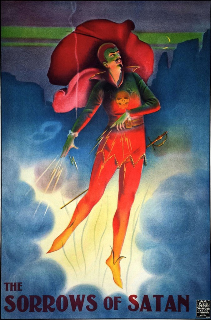 The magician-as-devil was a popular image, seen here on a Sorrows of Satan poster circa 1910. Courtesy Zack Coutroulis.