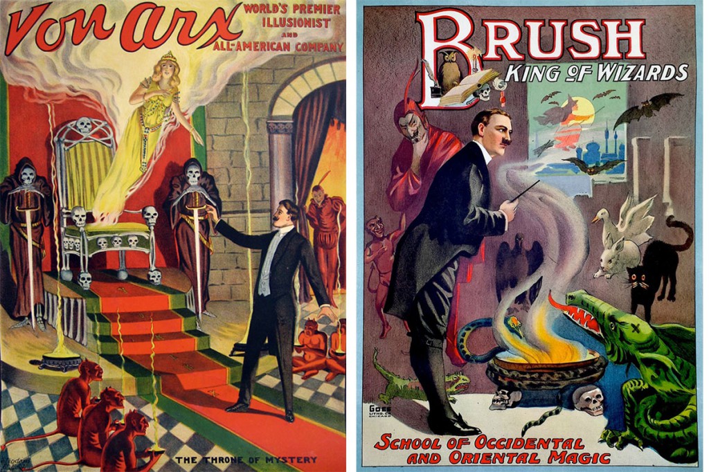 These Von Arx and Brush posters, circa 1920, show the variety of supernatural references magic posters incorporated. Courtesy Zack Coutroulis.
