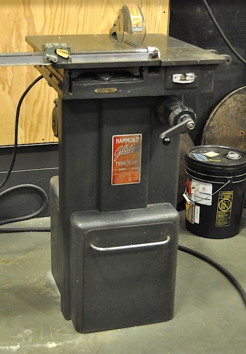 Hammond A saw used to cut linotype slugs from the era when newspapers were composed on linotype machines is now used to cut aluminum and Plexiglass.