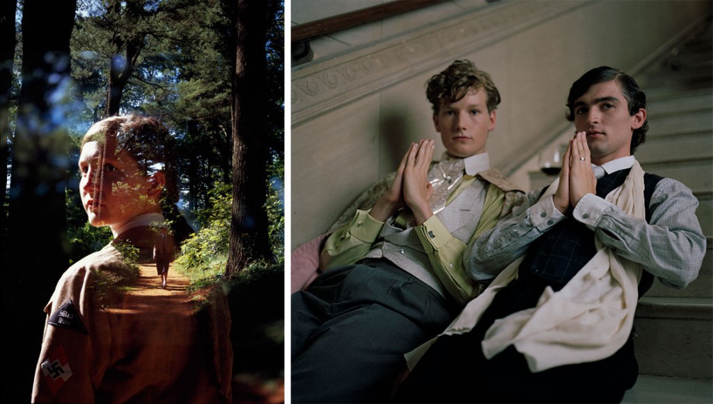 Left, a re-created shot of Melita Maschmann, the Hitler Youth. Right, a scene with two "Bright Young Things," an affluent party subculture in 1920s London.