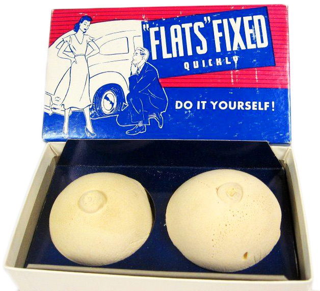 ugly_gagboobs This cruel gag box from the 1950s highlights America's obsession with objectifying large breasts. (Courtesy of Mardi and Stan Timm)