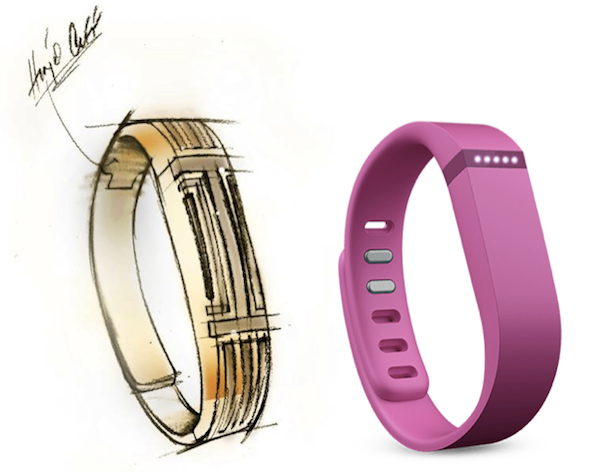 The Fitbit Flex (right) is one of many fitness wearables. later this spring, it will get a stylish update from fashion-accessories designer Tory Burch (left).